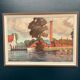Original Swedish Oil on Panel - "Coastal Village" by Helge Andersson - Dated 1965 - Framed - 86 × 64 cm