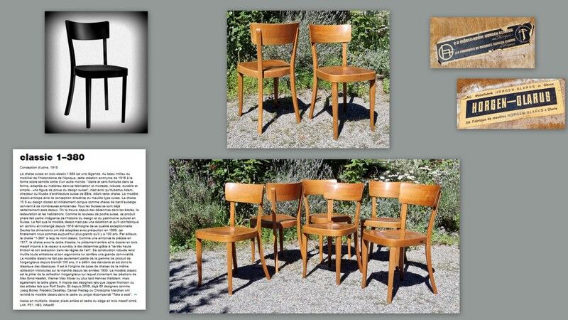 Set 6 chairs bistro Classic Horgen-Glarus Switzerland 30s/50s