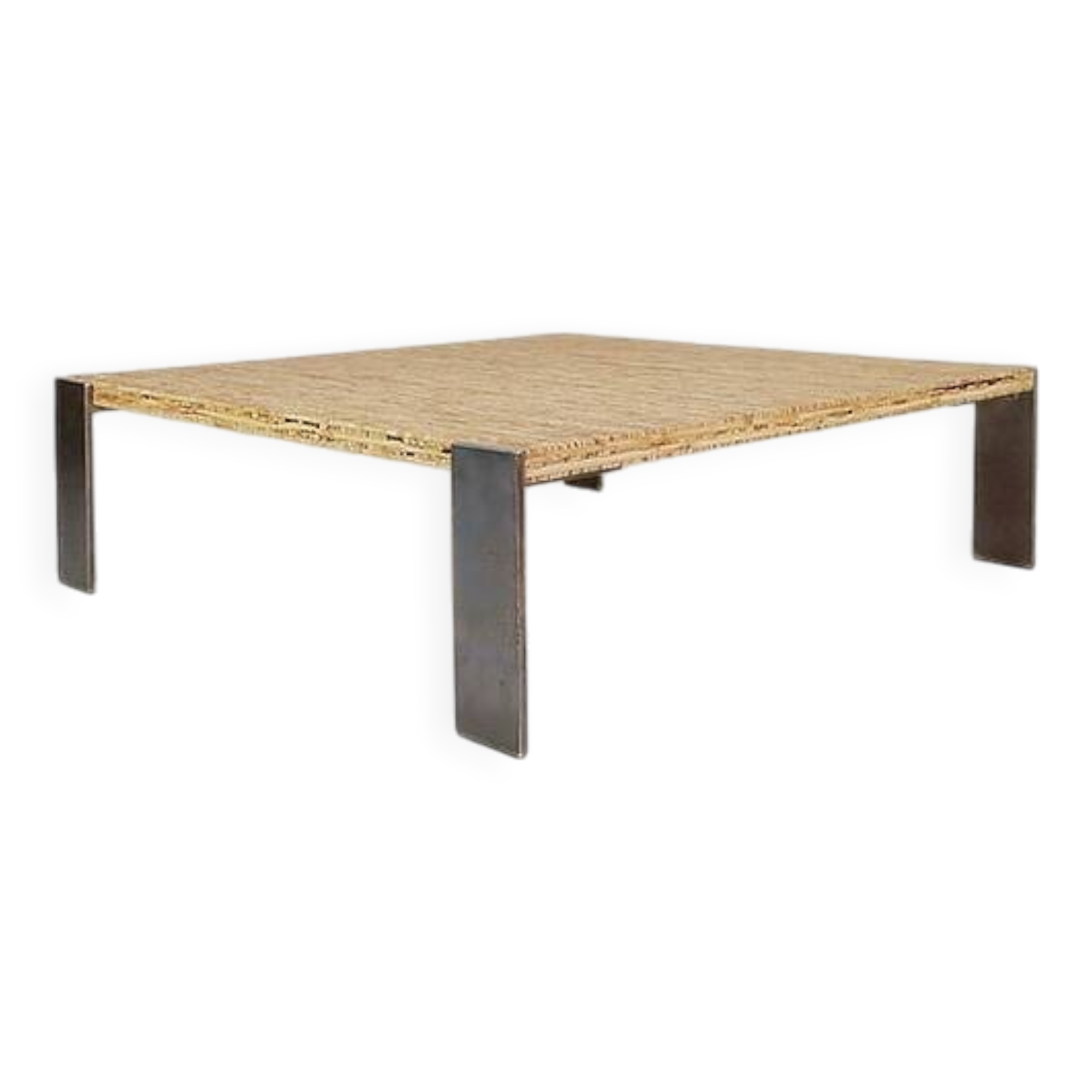 Table basse en métal et sorgho