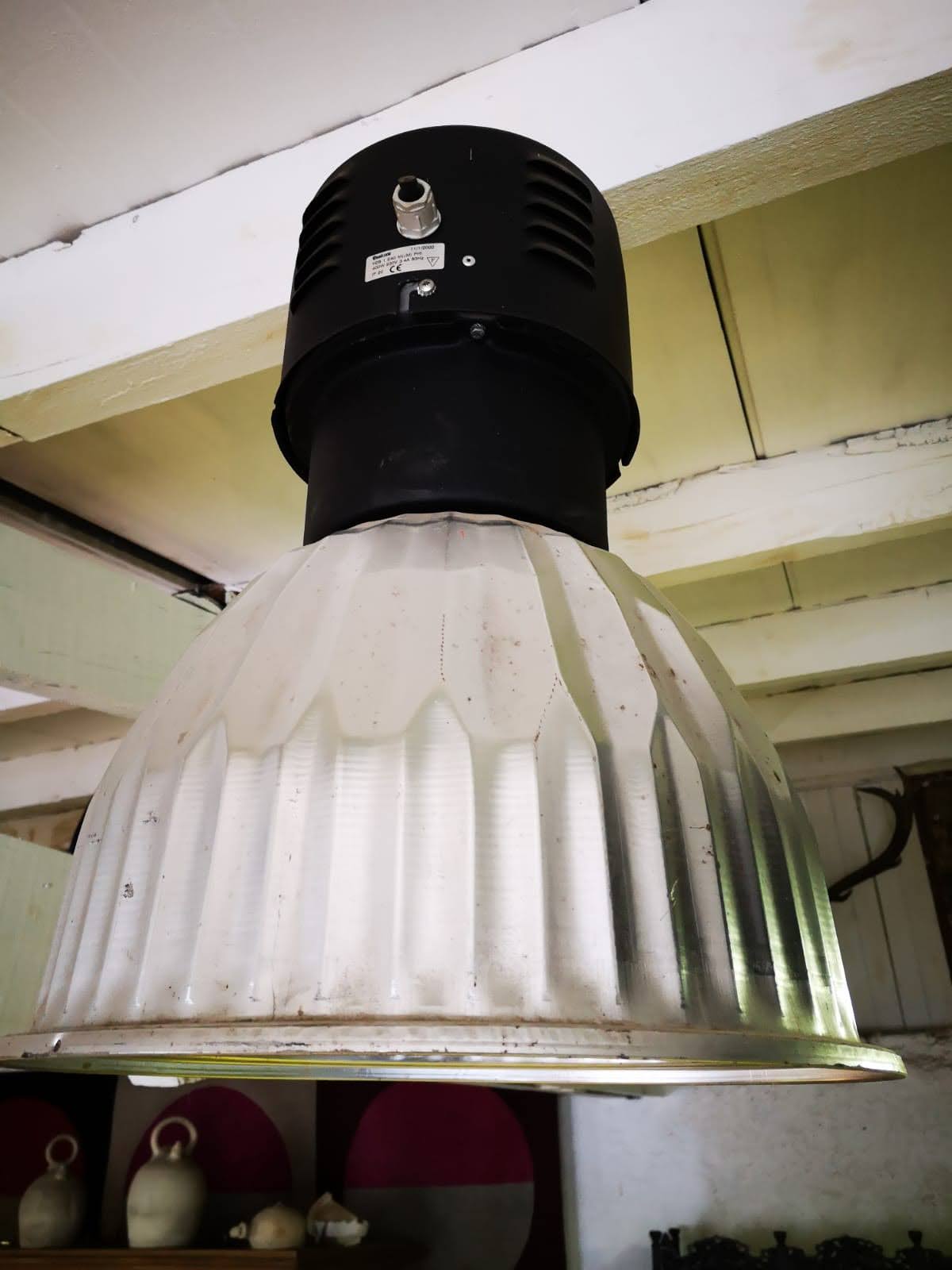 Black and metal industrial hanging lamp