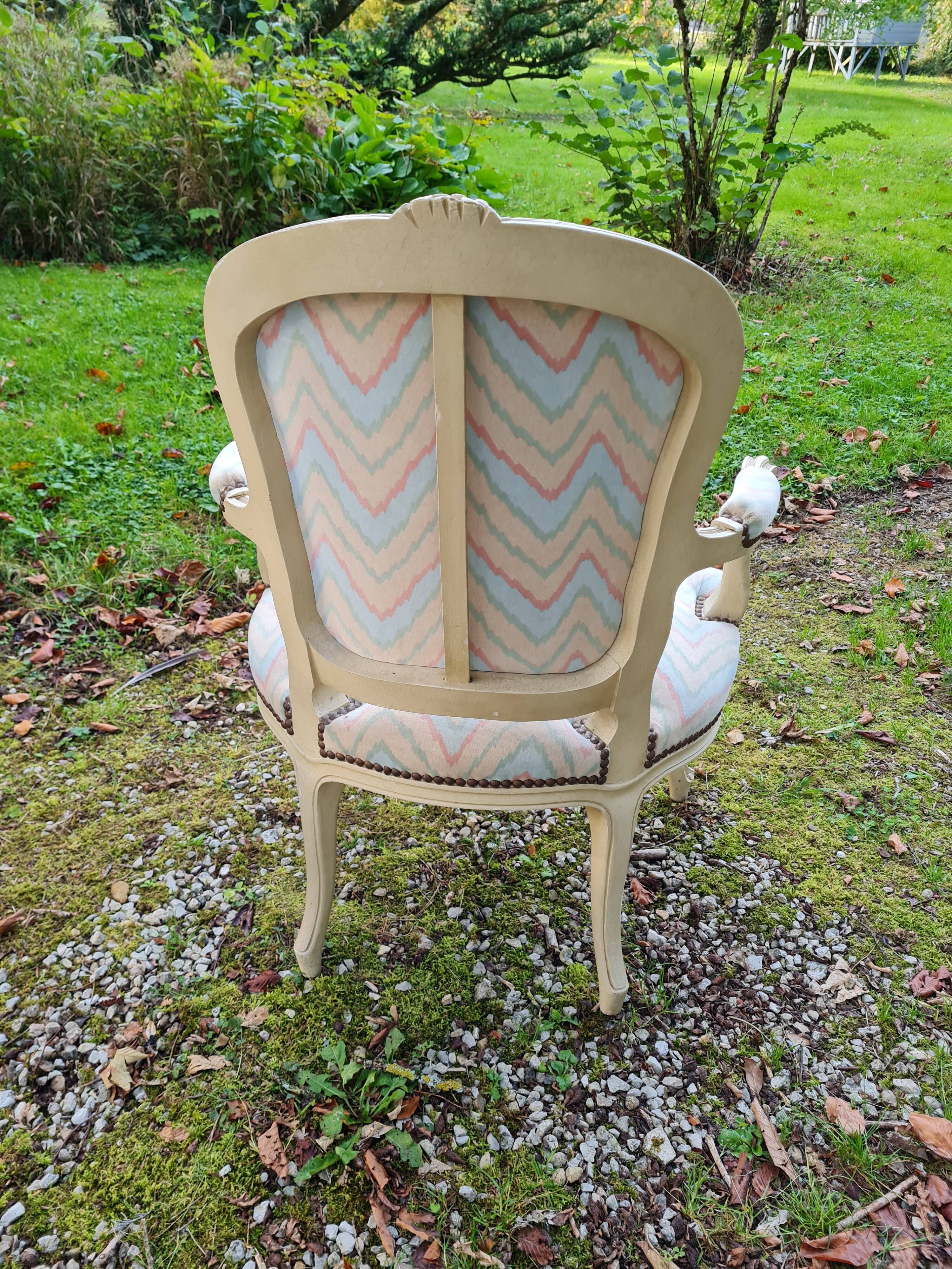 Pair of Louis XV style lacquered armchairs