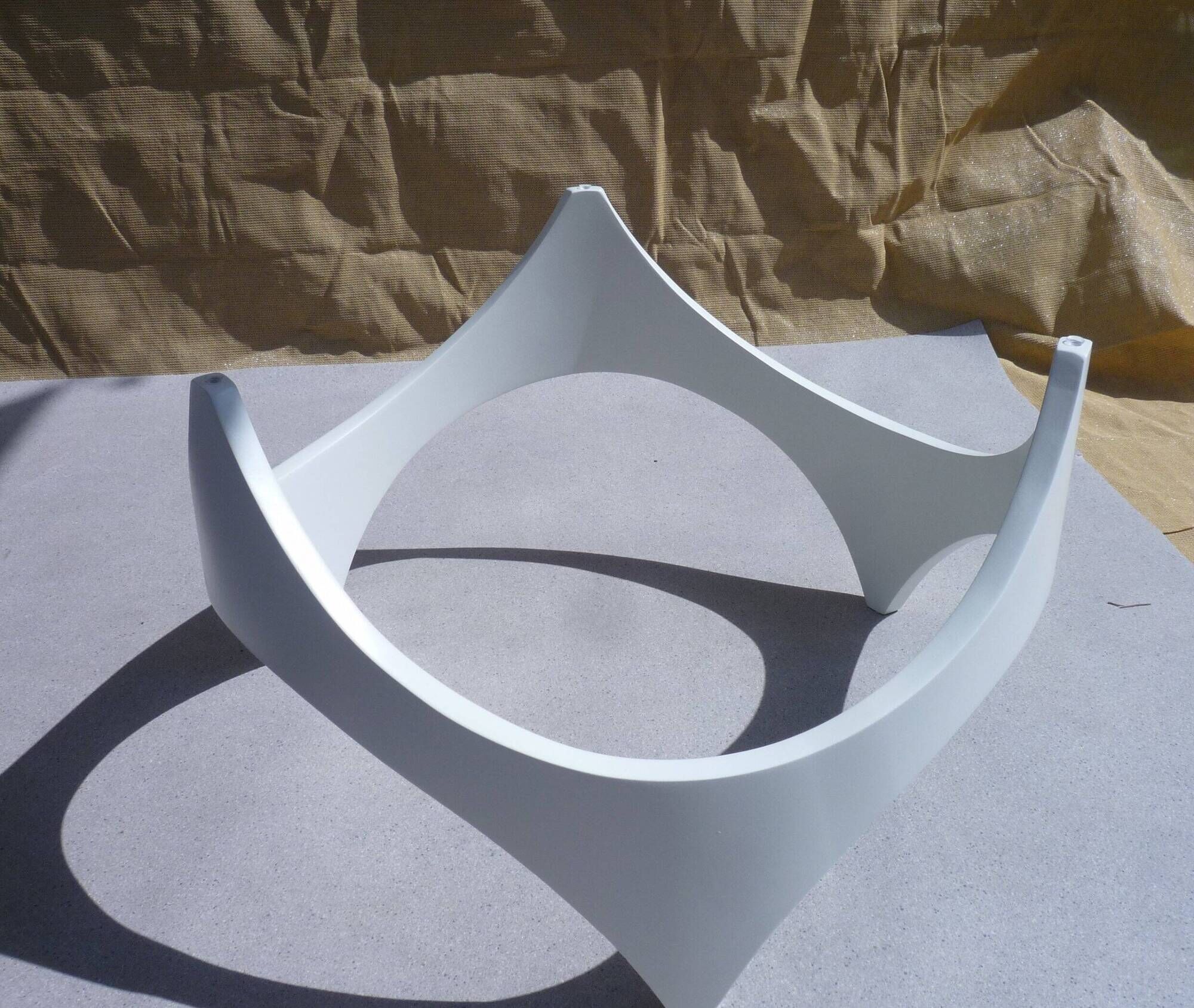 Coffee table space age wood and glass