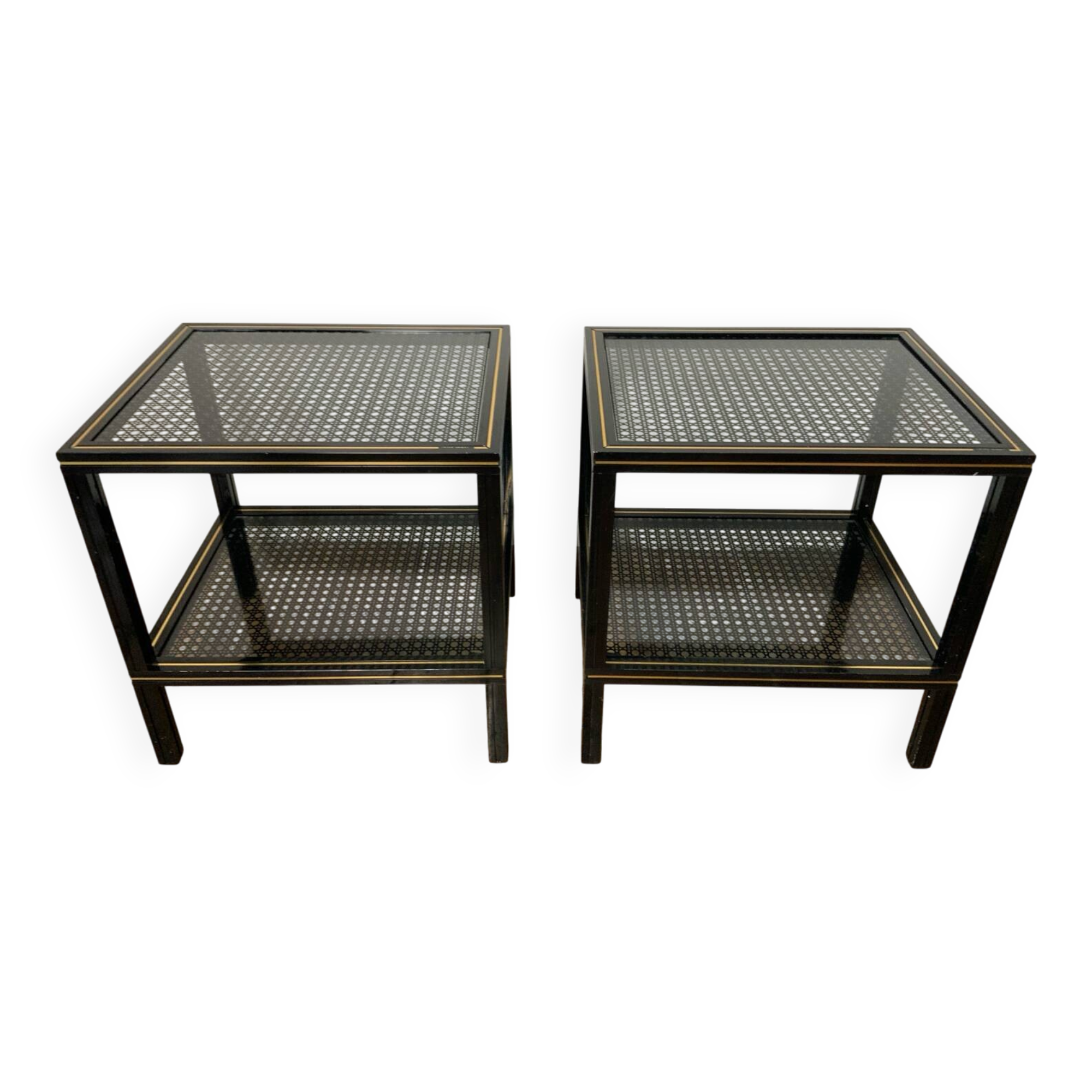 Paire de tables d’appoint vintage 70 Pierre Vandel
