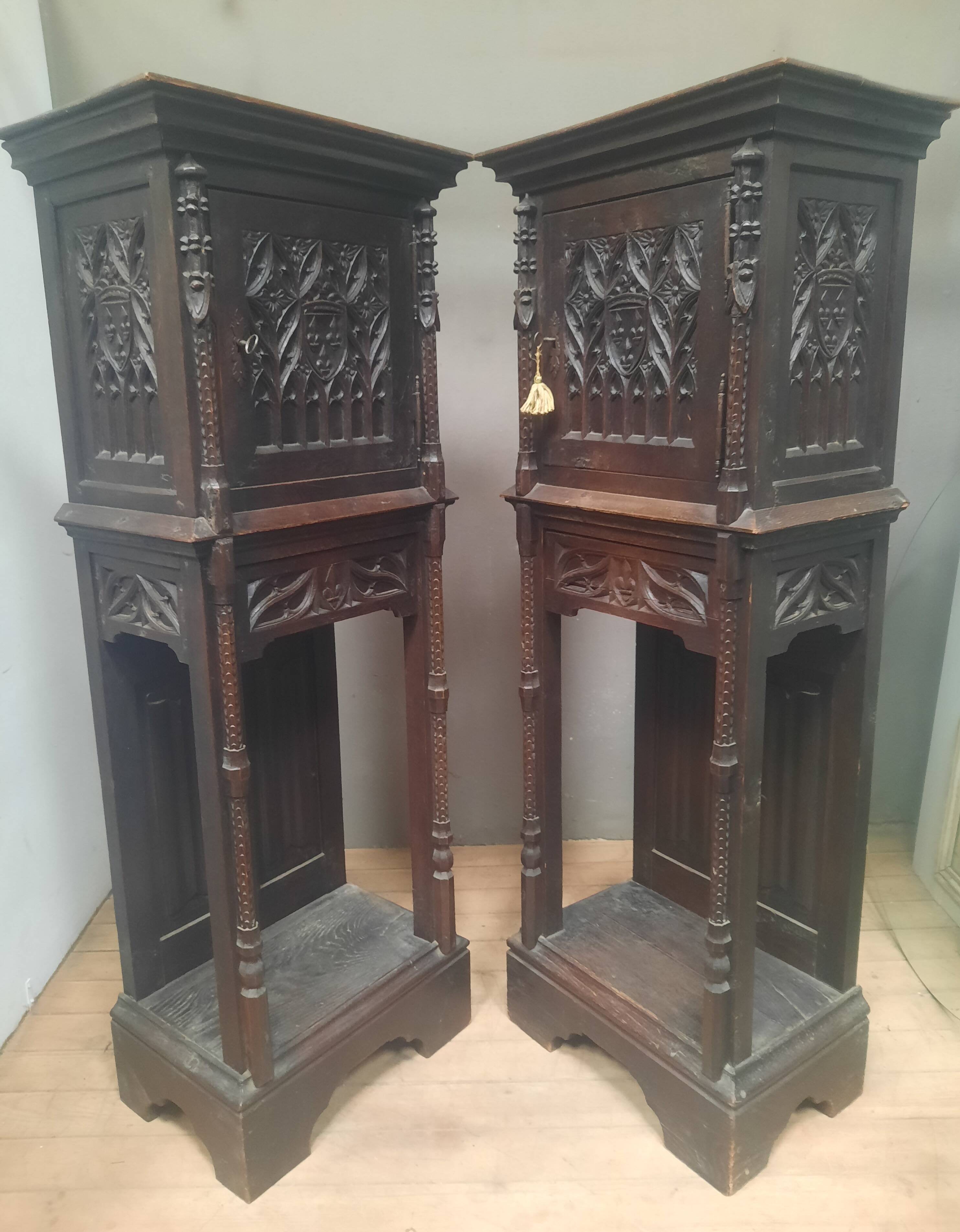 Pair of Gothic credenzas