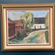 Original Mid Century Swedish Oil On Canvas – “Suburbia” By Erik Hult