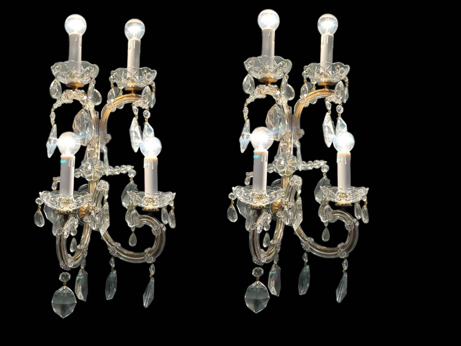 Large Maria Teresa Crystal Sconces Set of 2 1970’s