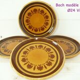 Lot 4 flat plates Boch la Louvière vintage 60