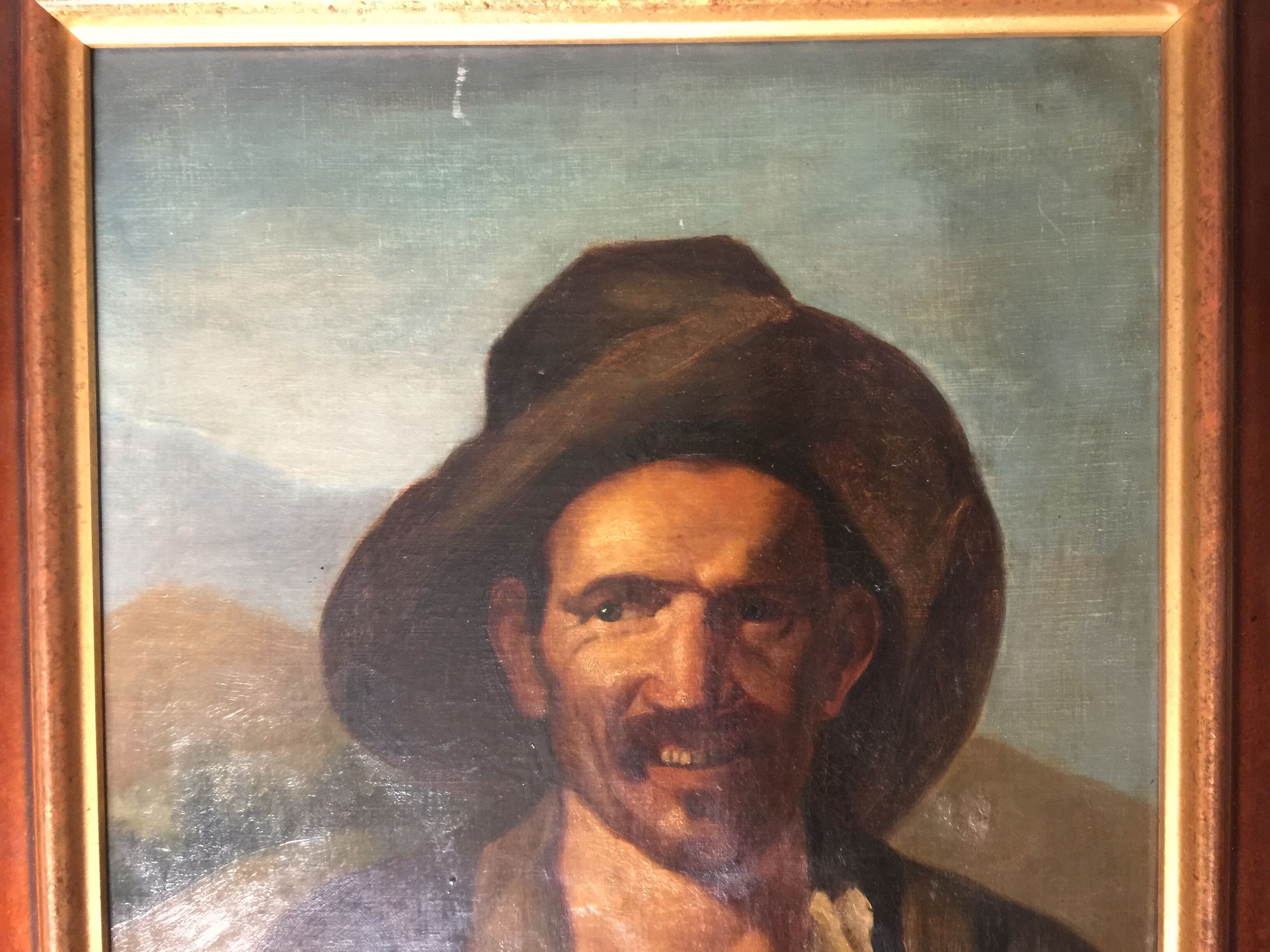 "Spanish beggar with bowl" oil on canvas 19th century