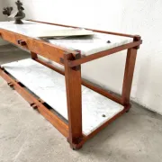 Italian modernist shelf in teak and Carrara marble, 1950s