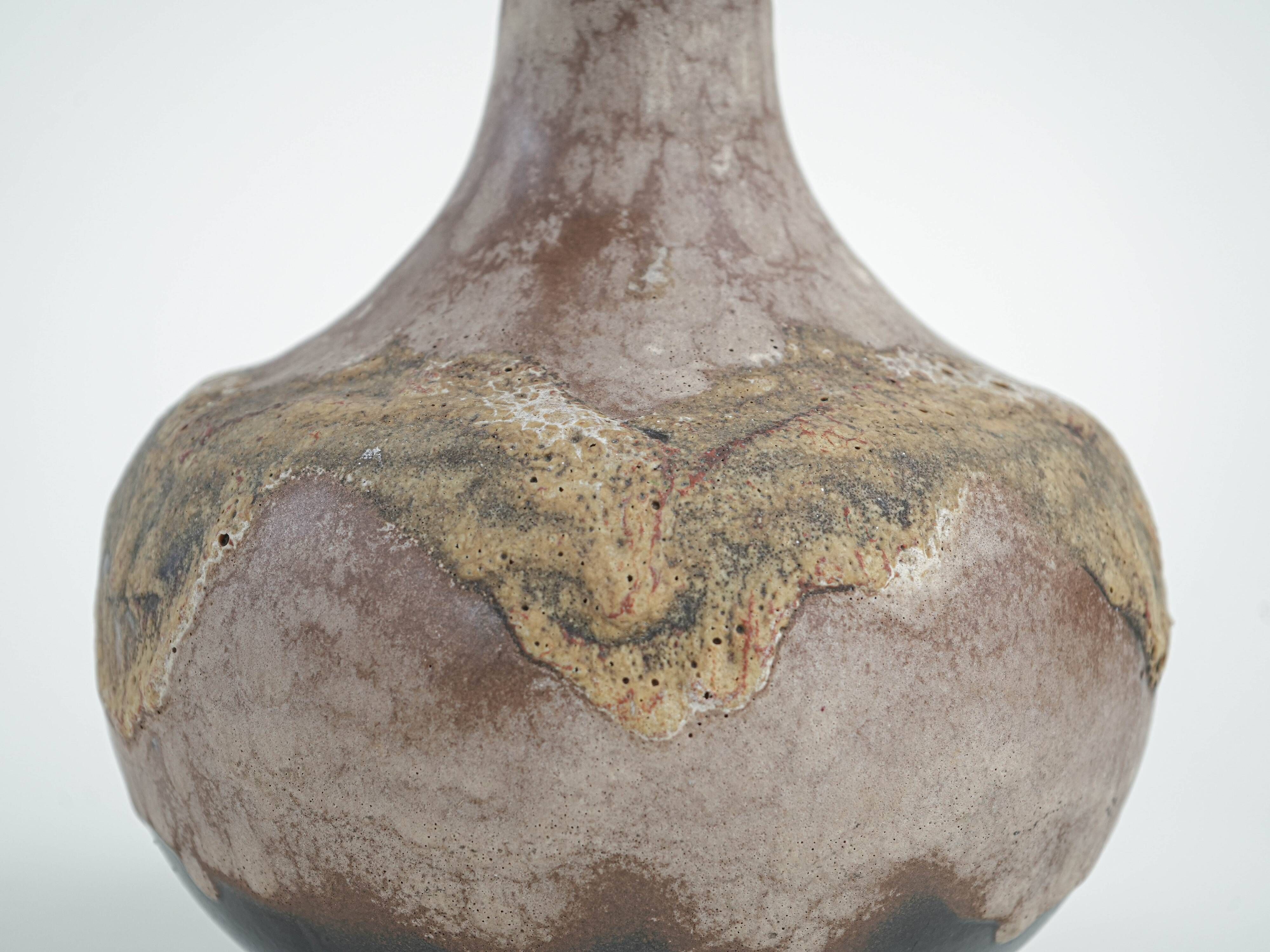 West German ceramic vase with fat lava glaze, 1970s