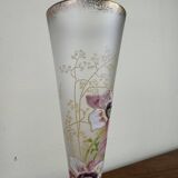 Pair of Frosted Glass Cornet Vases after Montjoye by Legras Art Nouveau period circa 1900