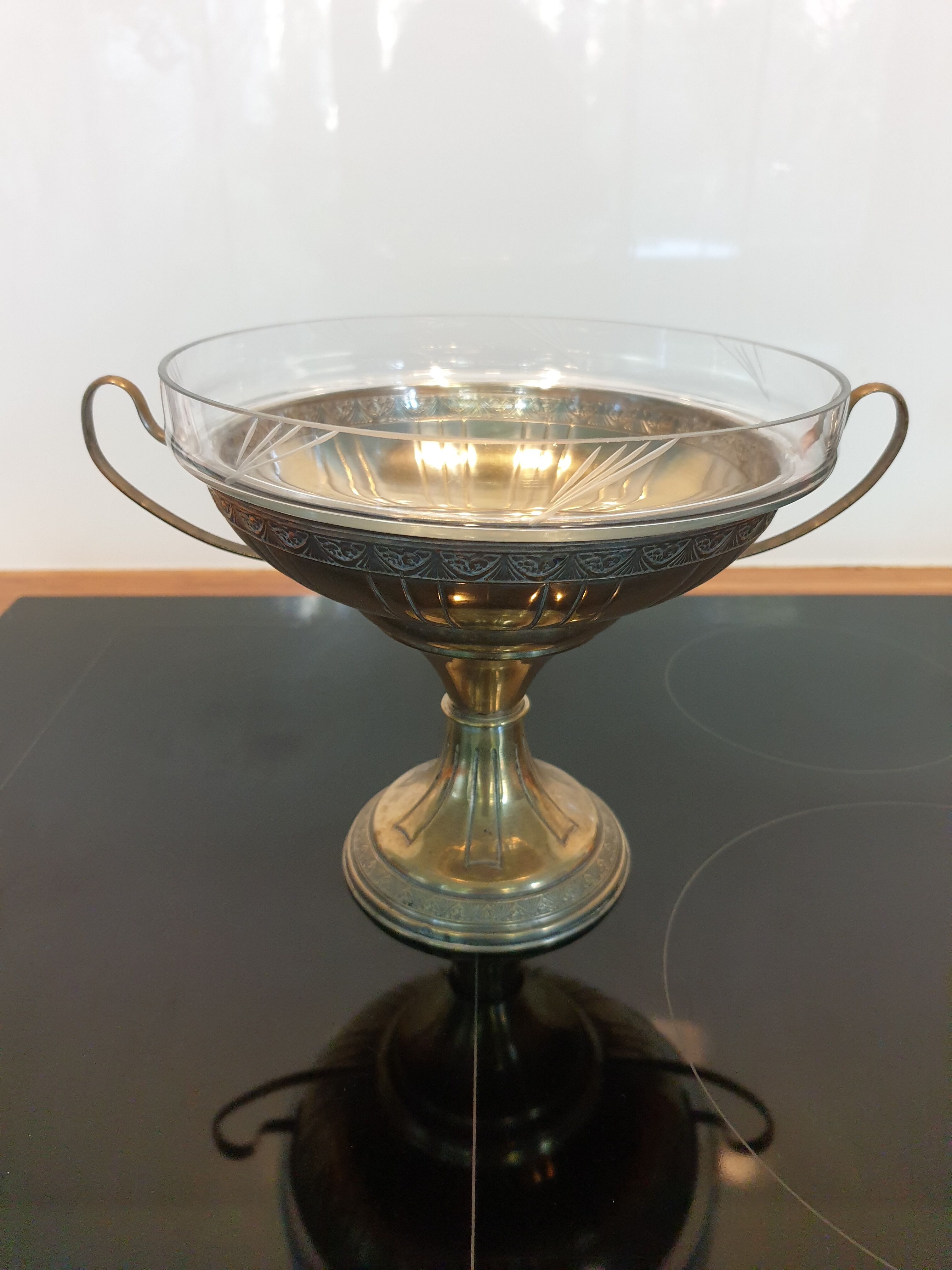 Art Deco brass cup and engraved cup