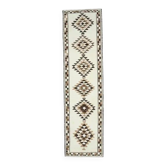 Vintage Turkish Oushak Handmade Wool Cotton White Runner Rug 90x338