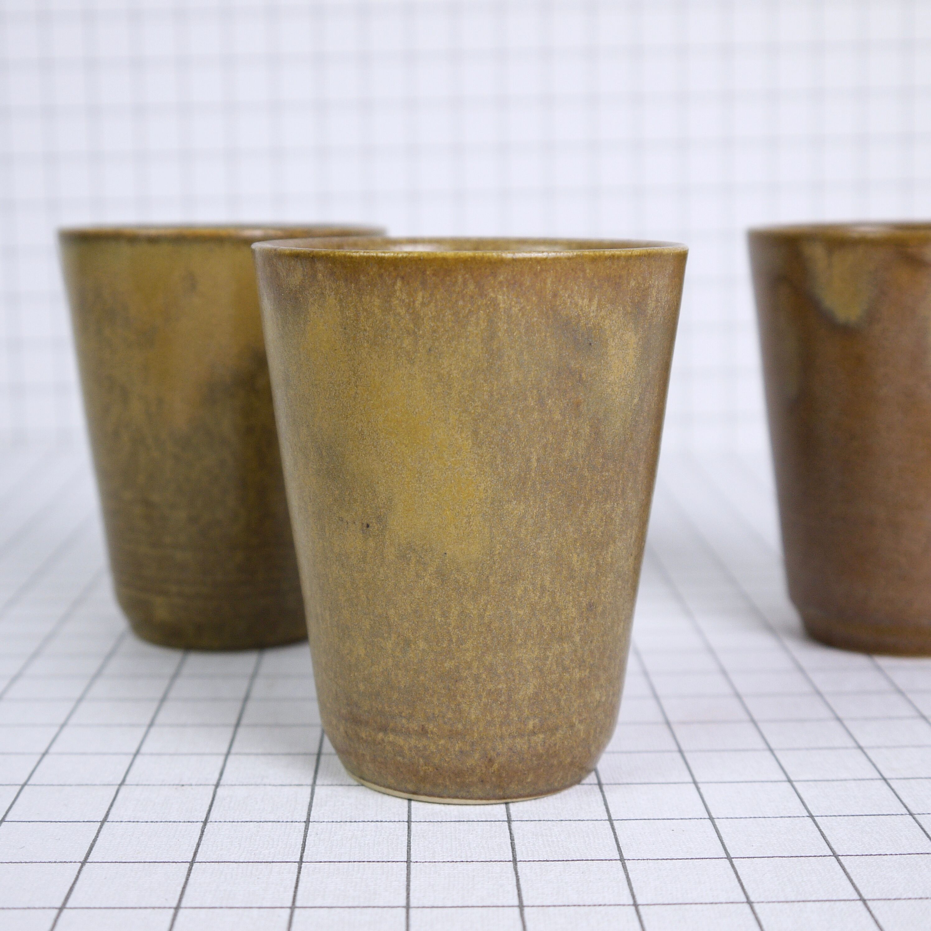 Three cups in stoneware Digoin