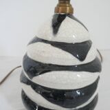 Black and white ceramic lamp base with geometric design Vintage