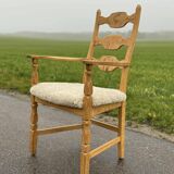 Chaise à dossier haut Henning Kjaernulf avec laine d'agneau neuve