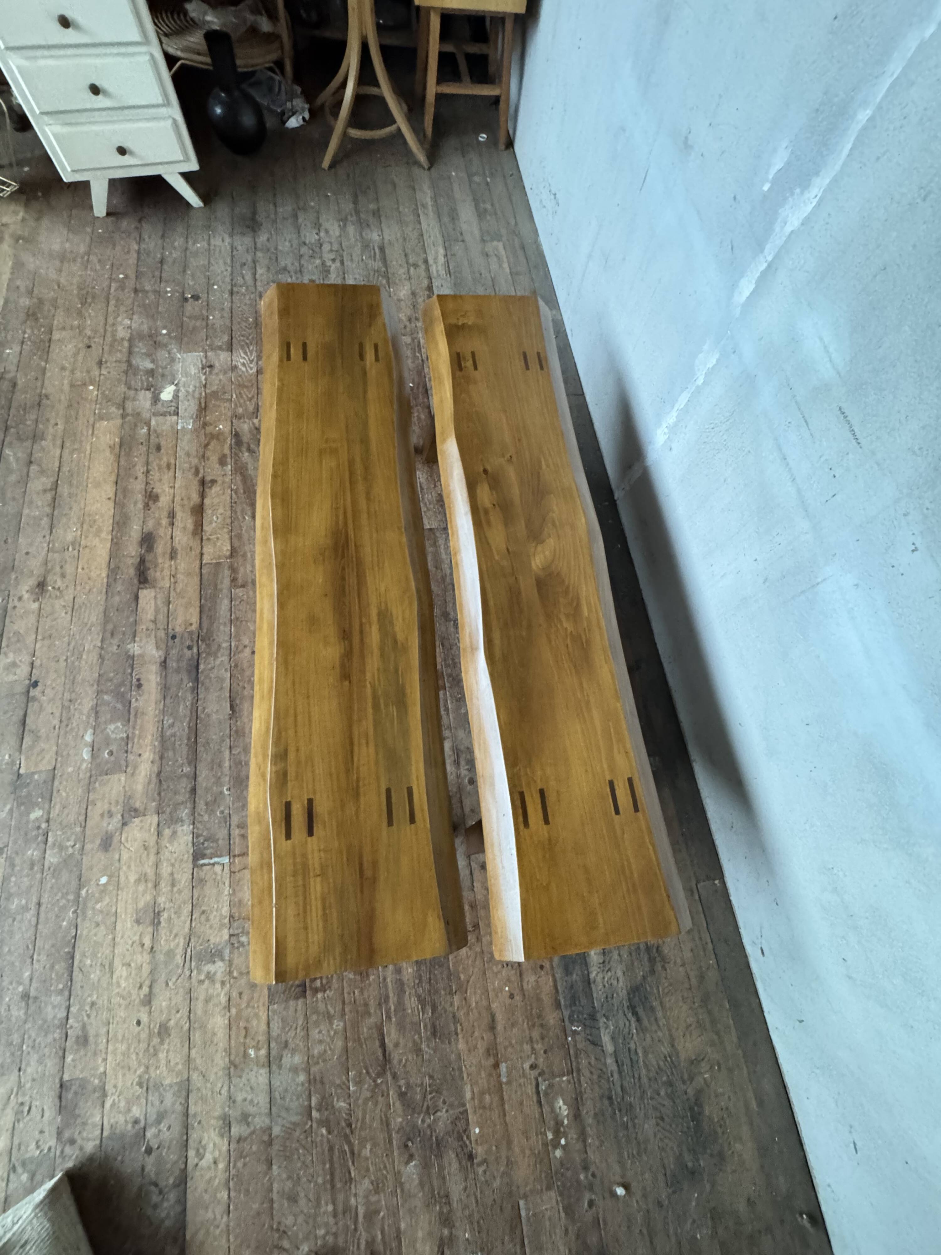 Vintage brutalist bench pair