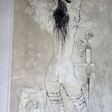 JANSEM Jean lithograph Nude from the Back to the Rose circa 1970