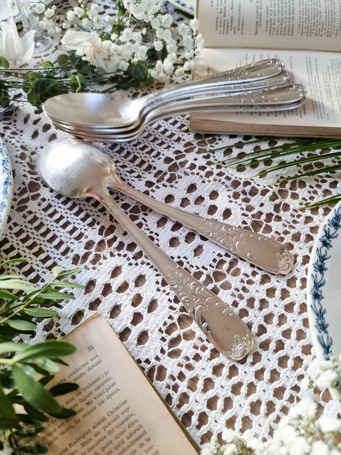 6 silver-plated soup spoons, 84gr, 1940