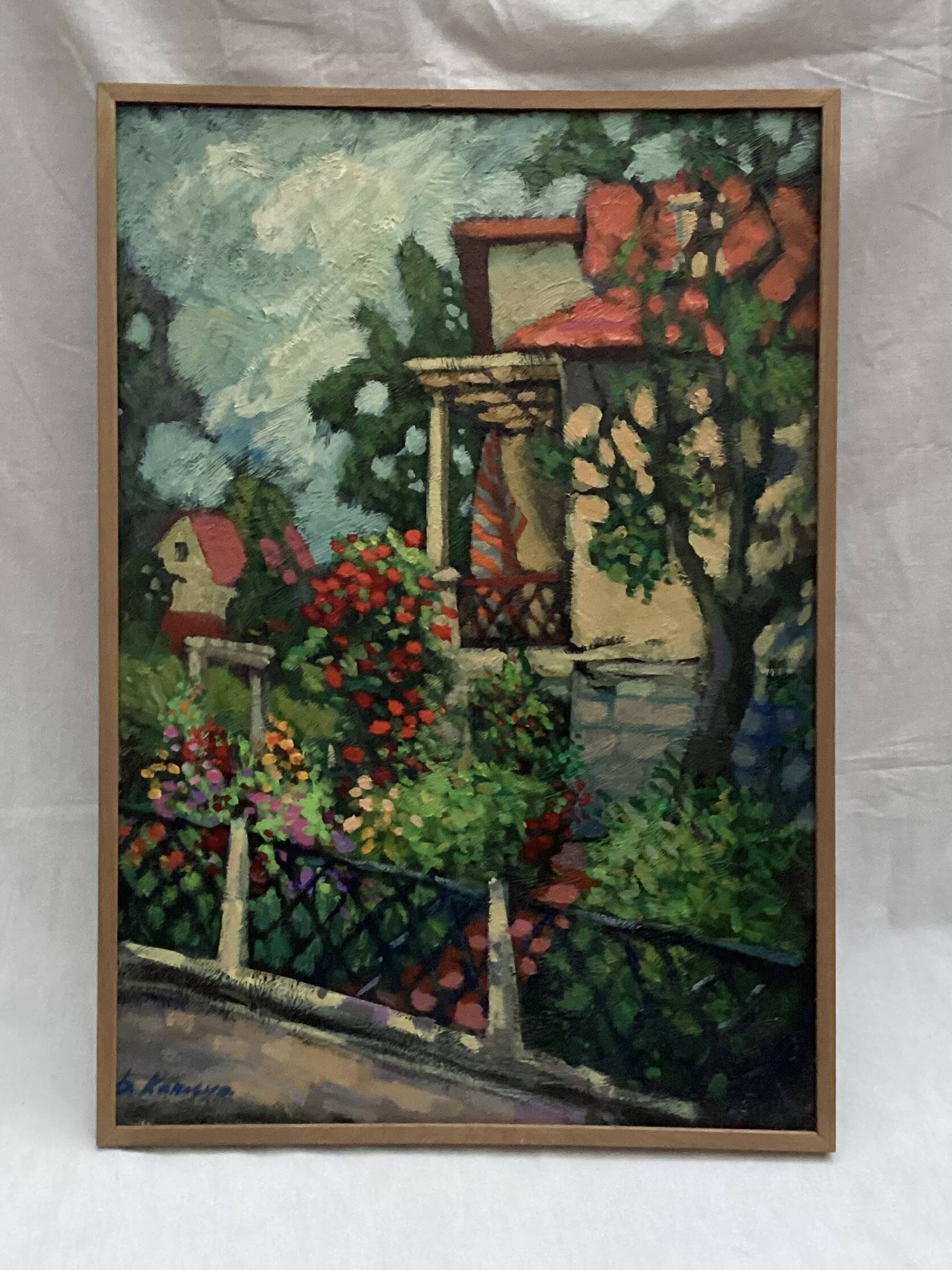 Old oil painting on canvas signed dimensions: height - 83 cm - width - 58.5 cm -