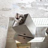 Mirror ceiling lamp in aluminum and steel Eval Italia 70s