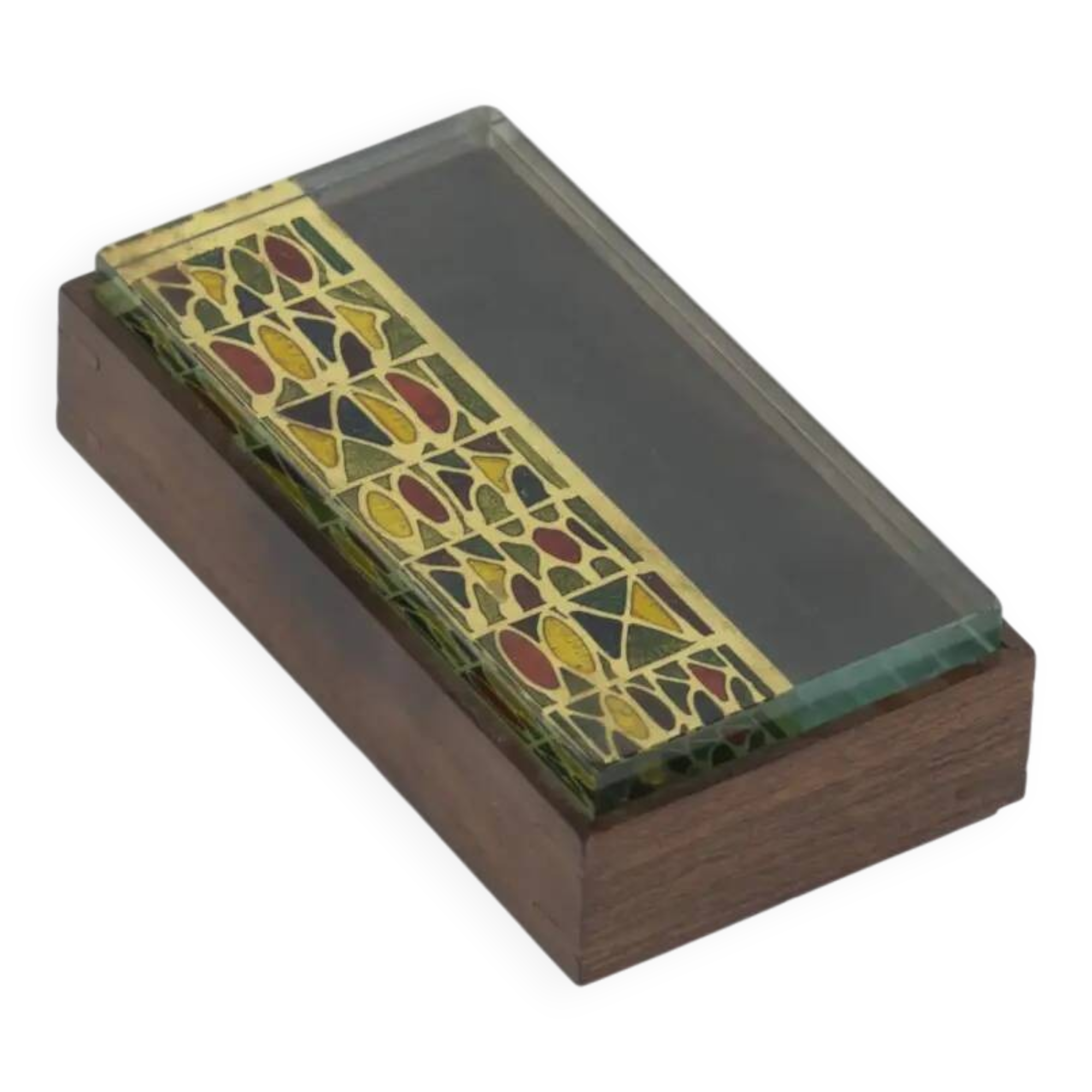 Erwin Burger wood box with crystal lid, Burger Kunstglas, 1950s