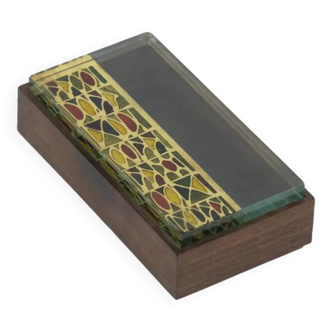 Erwin Burger wood box with crystal lid, Burger Kunstglas, 1950s