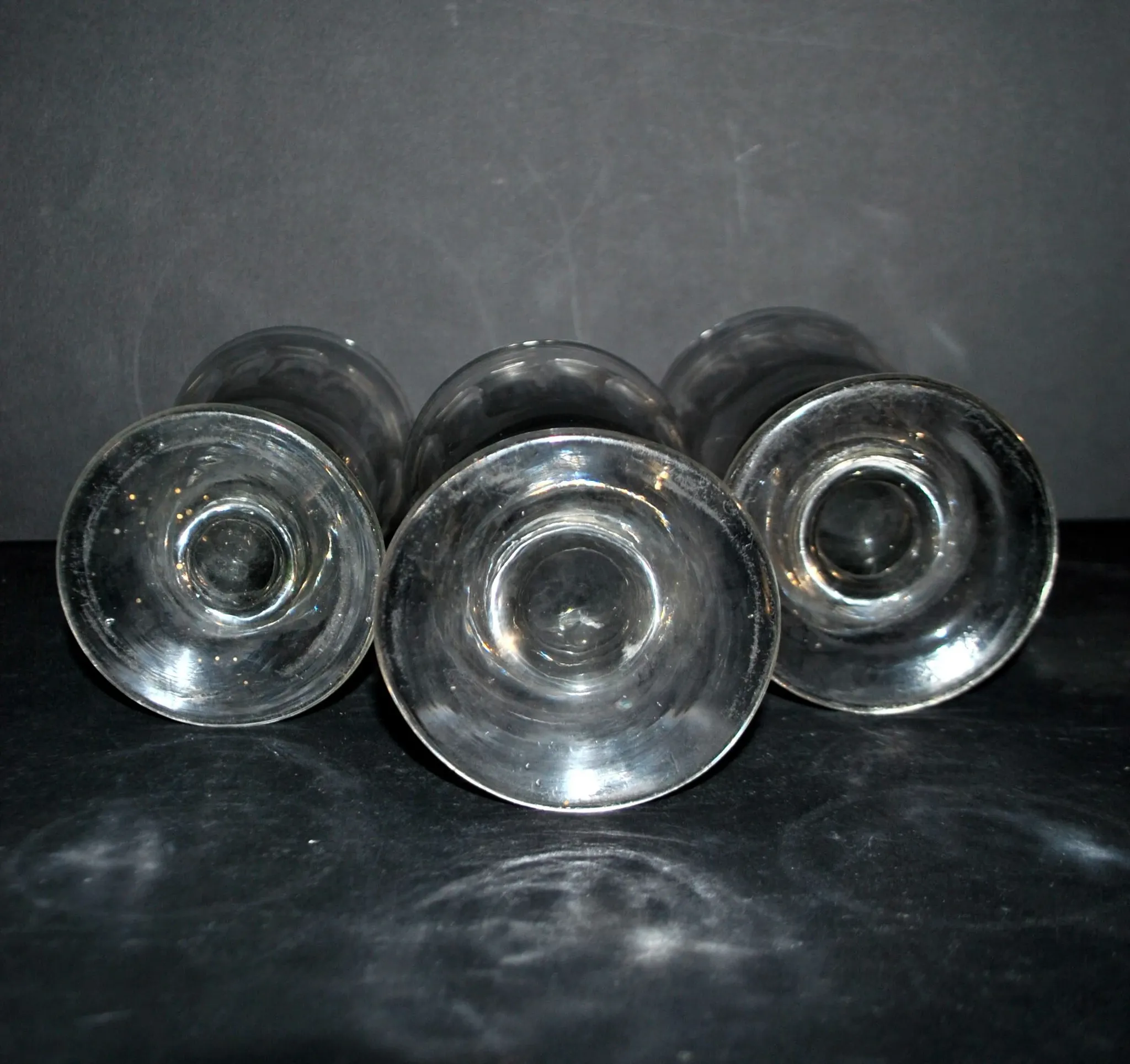 Set of 3 thick blown glass absinthe glasses - Vintage Mazagran