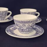 Set of six cups and saucers in opaline, vintage, RIVANEL