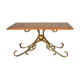 Table low wood and gilded wrought iron style 1940