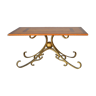 Table basse bois et fer forgé doré style 1940