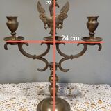 2-arm bronze candlestick, with eagle, 19th century