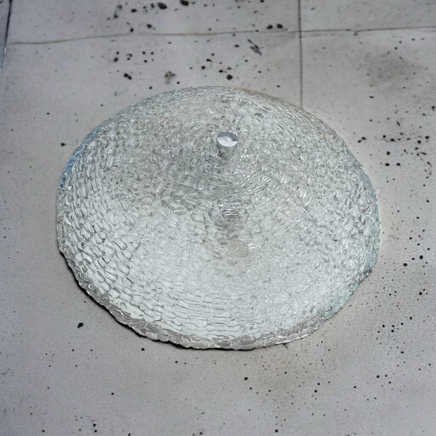 Froozen ice glas wall ceiling lamp D= 50cm 1970s Germany