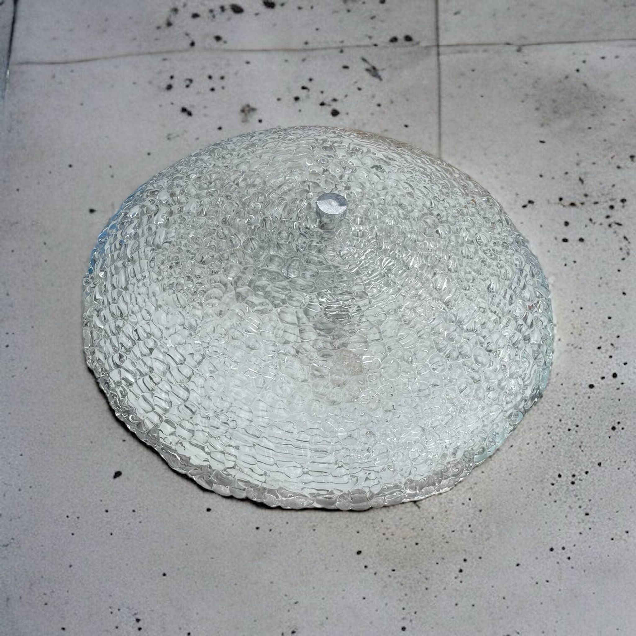 Froozen ice glas wall ceiling lamp D= 50cm 1970s Germany