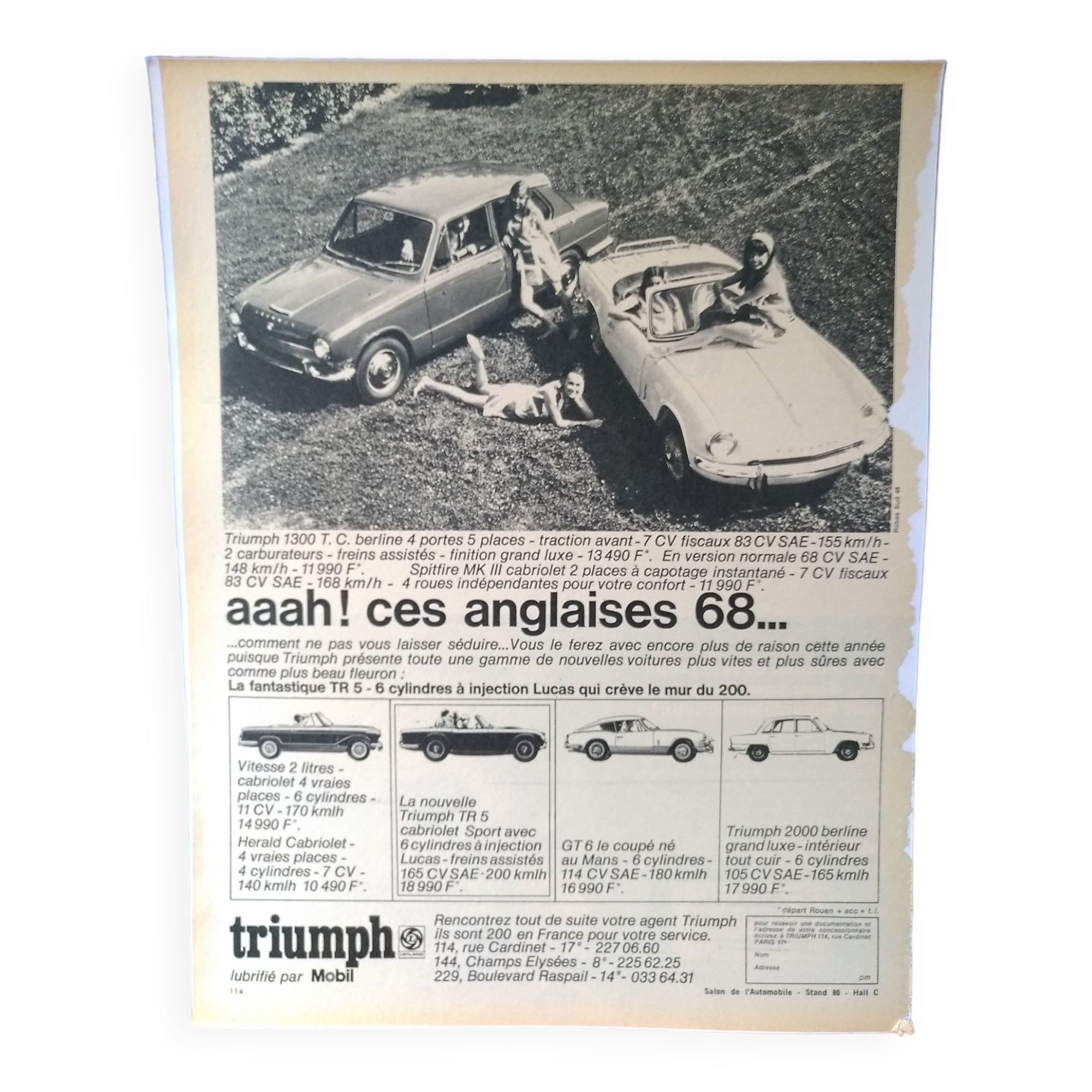 Triumph car paper advertisement