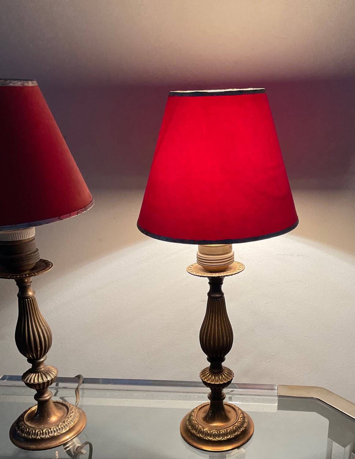 Paire de lampes vintage style empire en bronze