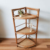 Rattan corner shelf , 50s , vintage French