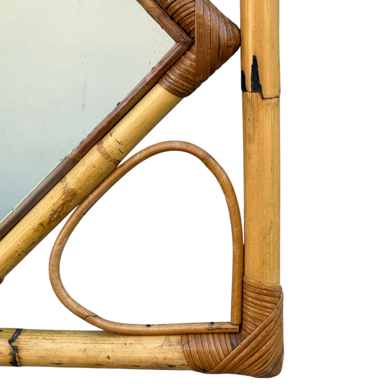 1970s rattan mirror France