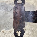 Brutalist rustic tripod chair in carved wood