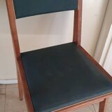 Vintage green leatherette and wood chair