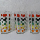3 multicolored vintage glasses