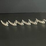Set of 6 silver metal knife holders for table