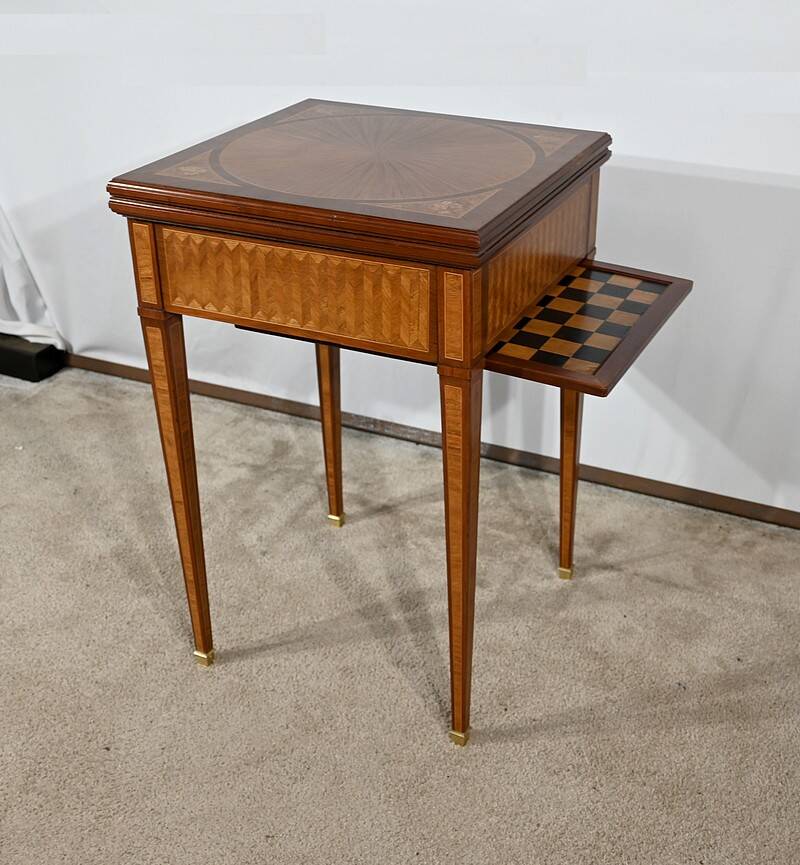 Mahogany and marquetry games table, Art Nouveau, 1920