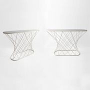 White Twisted Console 1980s  Noguchi Style USA Mid Century Oval