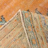 Medallion orange wool rug, beige orange vintage turkish rug 6x10 ft