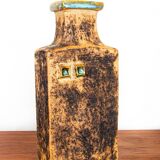 Two Swedish Vases, brutalist, stoneware and glazed collar, Curt Magnus Addin.