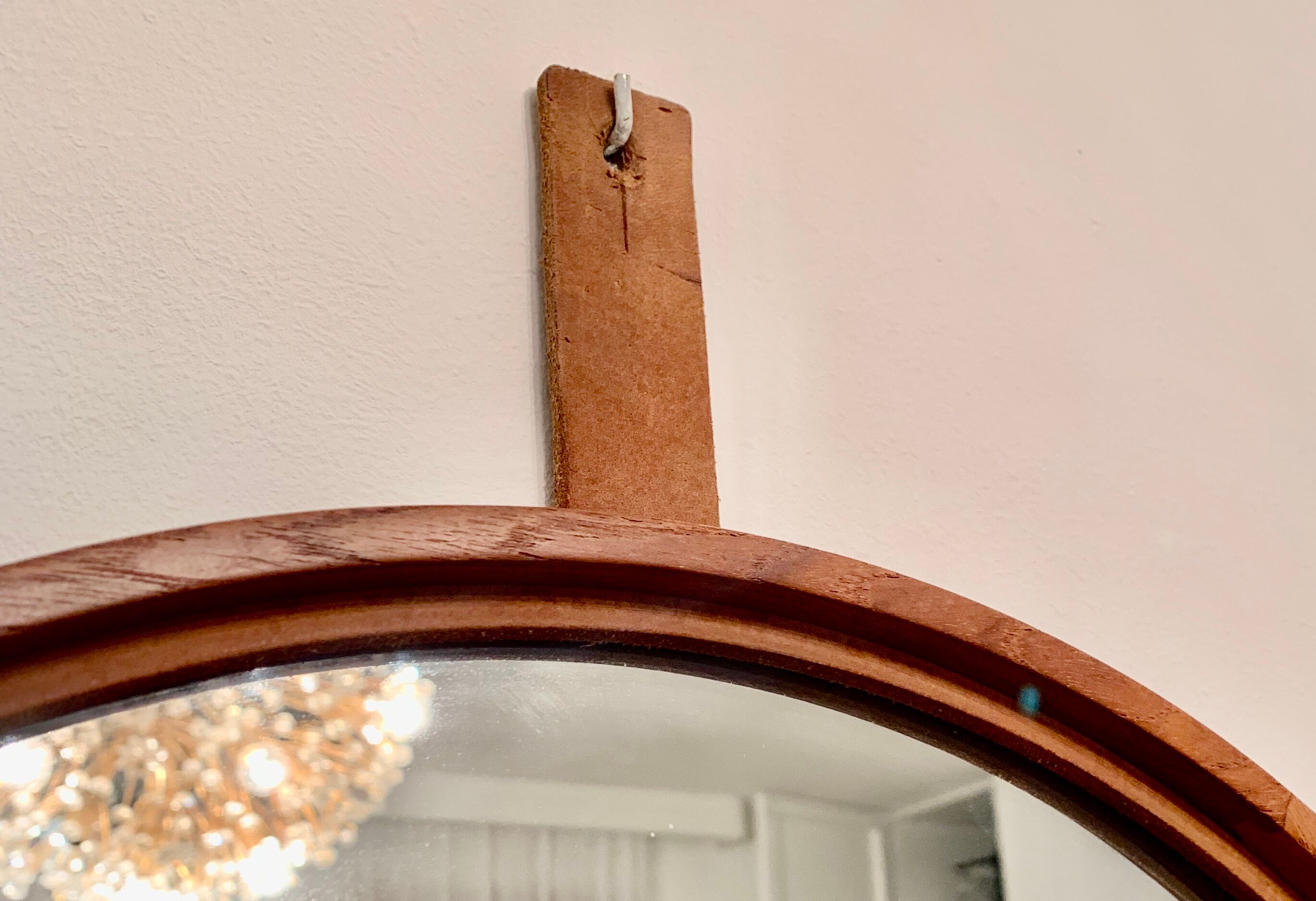 Round Teak Mirror,  Luxus, Sweden, 1960s 45cm