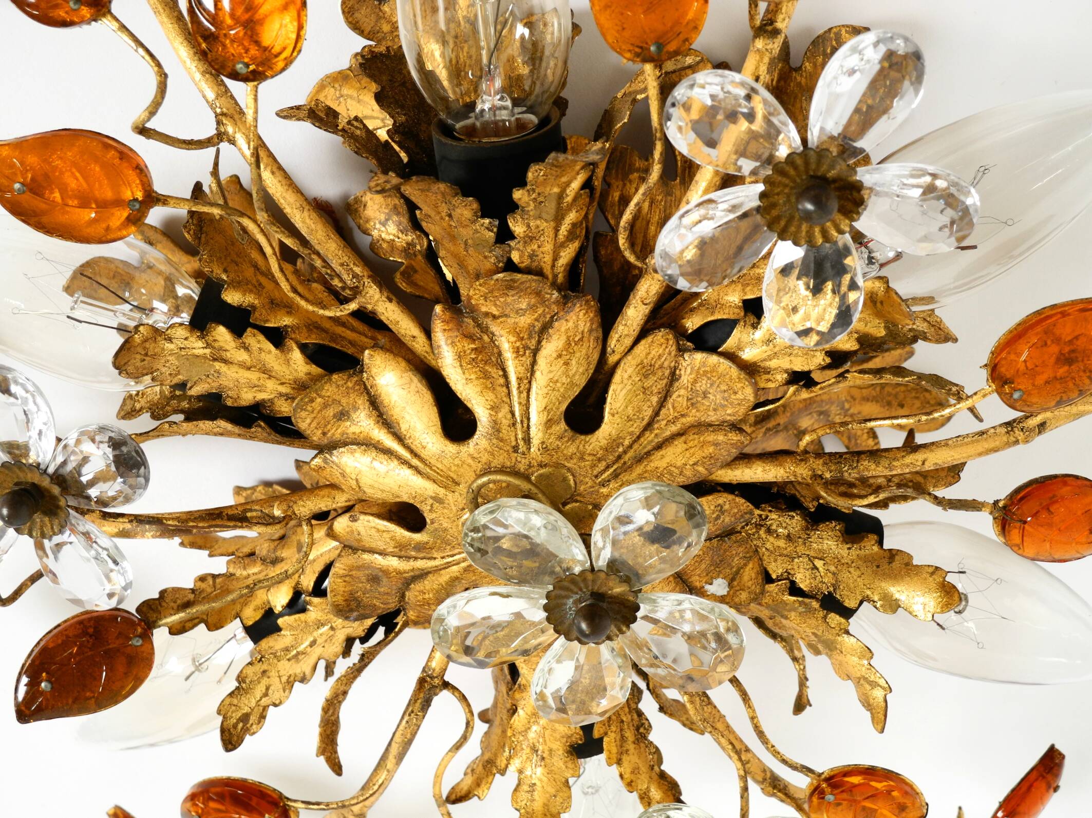 Very beautiful 1960s gold-plated ceiling or wall lamp by Banci Firenze, Ita