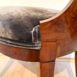 Biedermeier Ballon Chairs, Ash Veneer, Grey Velvet, Vienna, 1900, Set of 4