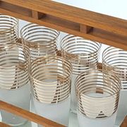MIRROR PLATTER & ITS 8 VINTAGE 1950 ORANGEADE GLASSES ROCKABILLY 50S 50'S